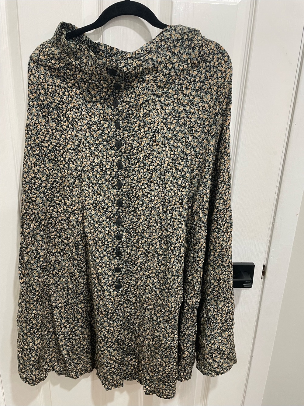 90s Express midi black floral button front skirt size medium